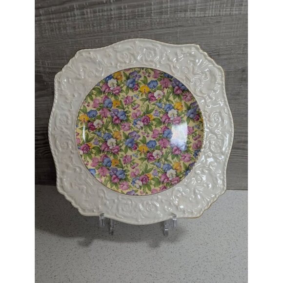 Royal Winton Grimwades Chintz Ascot Dinner Plate - Sweetpea w/Wedgewood Border - Picture 1 of 8